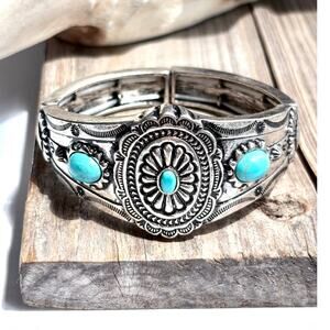 Western Southwestern Concho Stone Stretch Bracelet